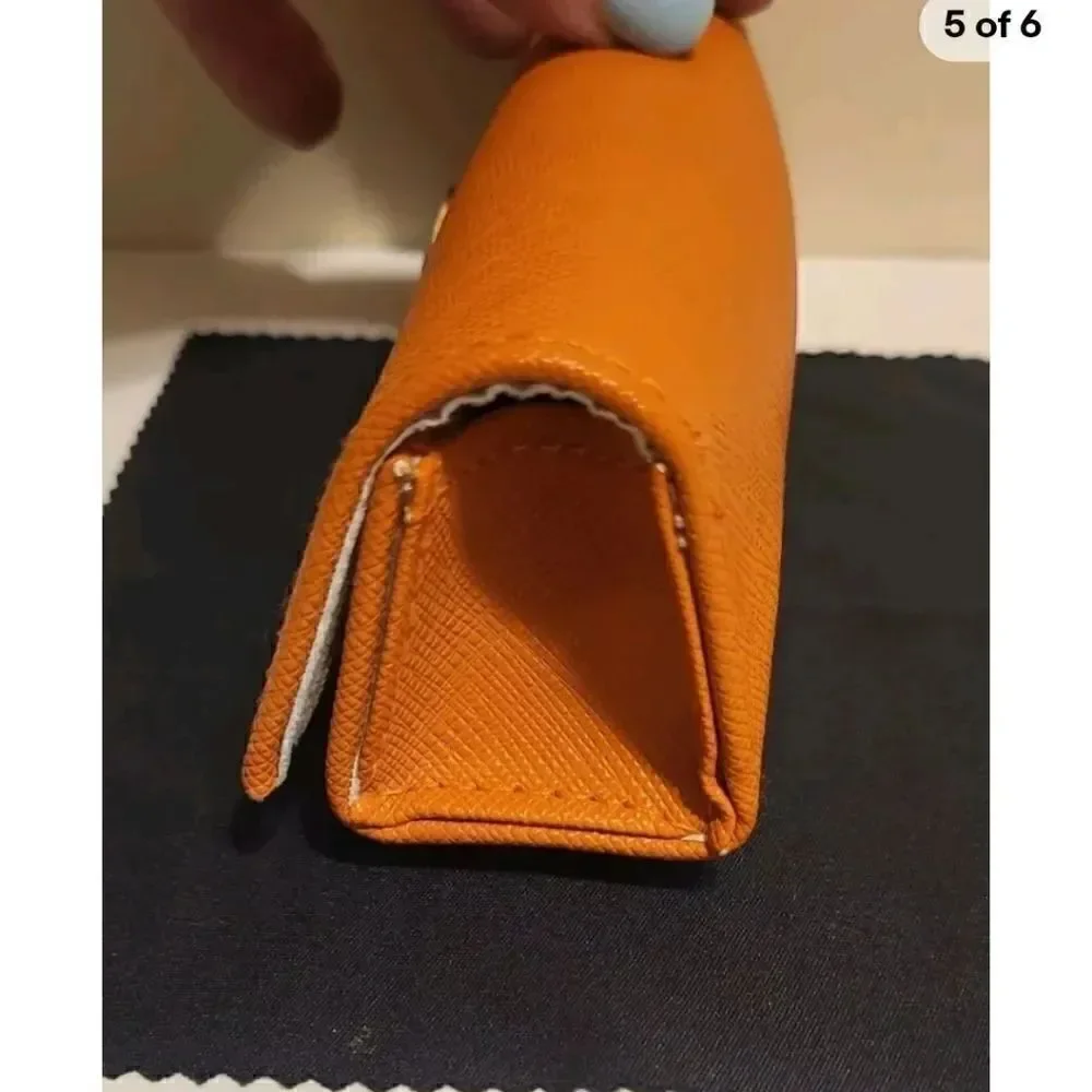 New Tory Burch Soft Leather Clamshell Sun/Eyeglass Case w/Cloth 6.5